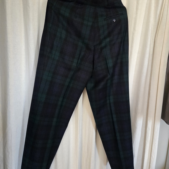 Women's Navy and Green Plaid Pants - Picture 2 of 3